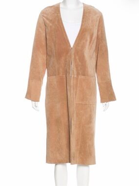 Yansi Fugel Tan Suede Long Trench Coat